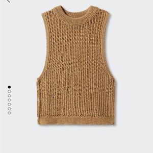 Mango Perkins-neck knitted top